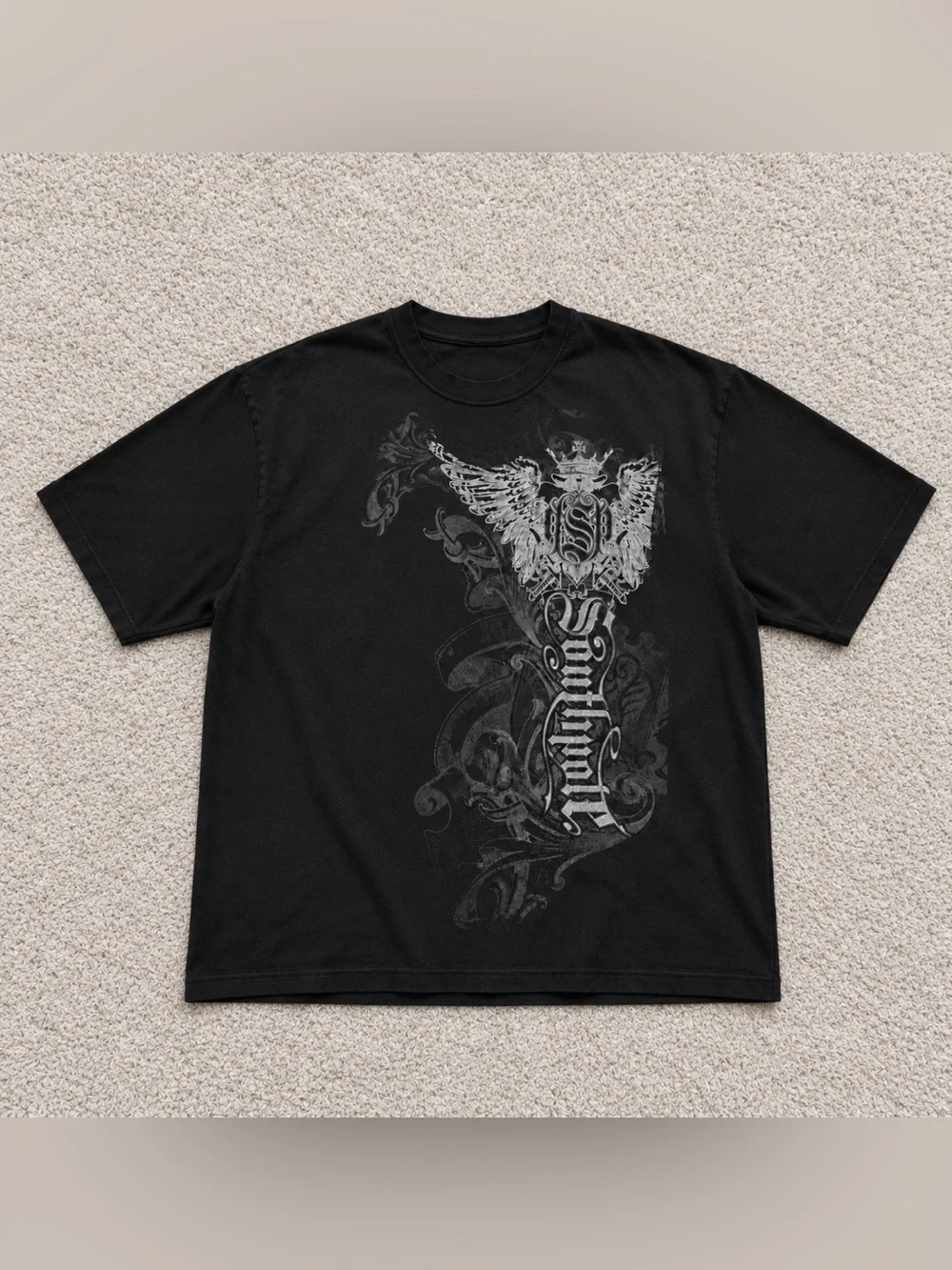 Gildan Black Graphic Winged Crest Short-Sleeve Tee